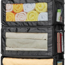 Suitcase Organizer, Travel Luggage Organizer Hanging Shelves Packing Cube Closet/Collapsible Portable Travel Organizer for Carry-on