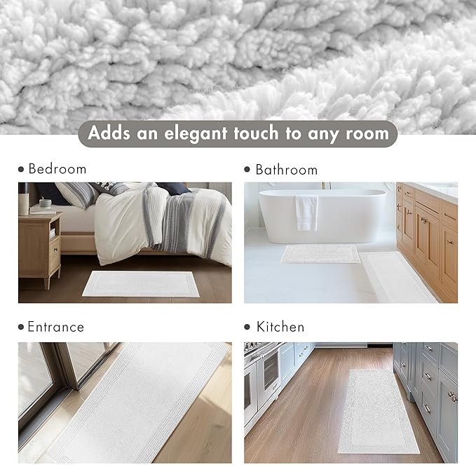 Madison Park Splendor Reversible 100% Cotton Tufted Bathroom Rug-3000 GSM Hotel Quality Luxurious Plush Medium Pile Bath Mat Absorbent, Quick Dry, Shower Room Décor, 17x24 Grey