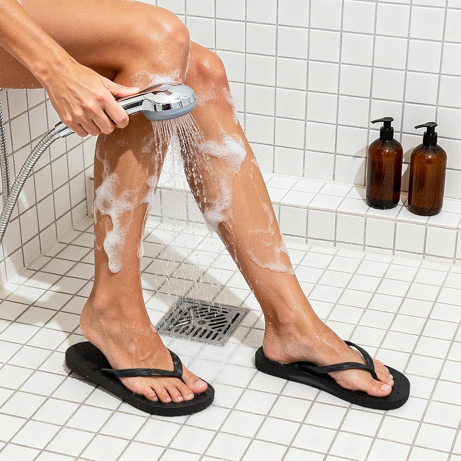 STQ Shower Shoes Women Quickly Dry Arch Support Flip Flops Non Slip Beach Pool Dorm Thong Sandals with Drain Holes