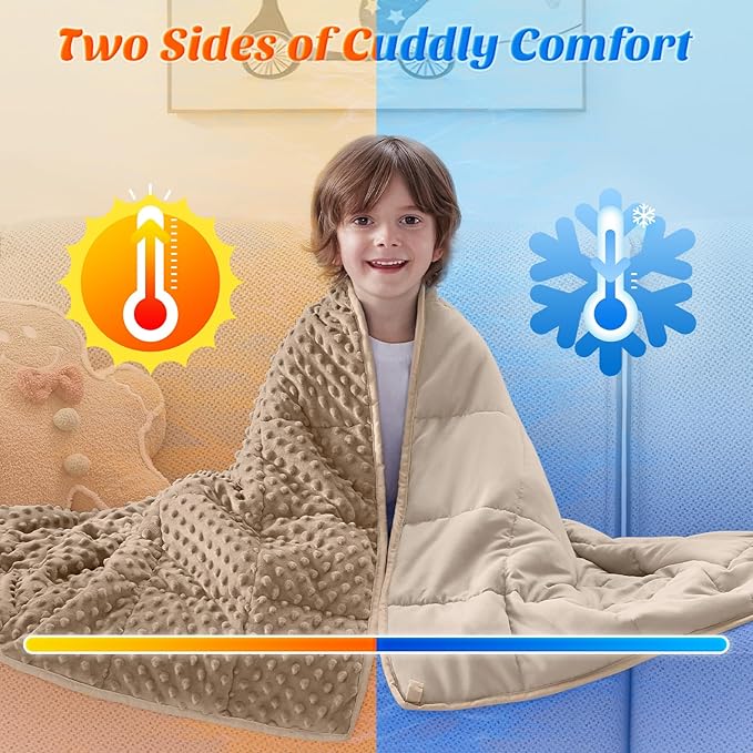 anfie Weighted Blanket Kids(48"x72" 6lbs) Weighted Blanket Cooling Blanket for Sleeping,Throw Size Breathable Blanket with Premium Glass Bead(Khakil)
