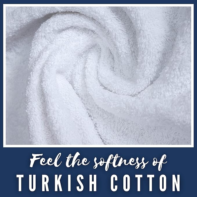 Personalized Towels, Hotel & Spa Quality, Super Soft, Highly Absorbent, Bathroom Towel Sets, 100% Turkish Genuine Cotton Monogrammed Towels 2 Piece Hand Towel Set for Face, Dorm, Gym & Spa, White