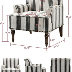 Accent Chair, Mid Century Modern Comfy Armchair for Living Room, Linen Fabric Single Sofa Lounge for Reading Bedroom Apartment Waiting Room with Wood Legs