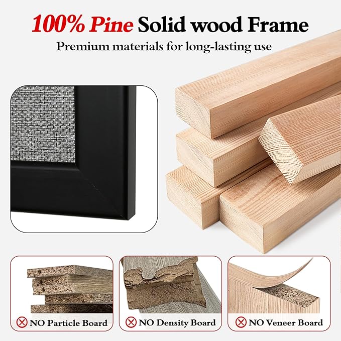 Bulletin Board 48 x 36 Inch, Foldable Cork Board for Walls, Wood Framed Bulletin Boards with Grey Canvas, Wall Mounted Corkboard for Office School Home Decorative