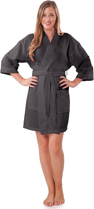 Turquaz Lightweight Short Robes For Women Waffle Kimono Bathrobe - Soft, Fast-Drying, Long-Lasting Cotton Blend
