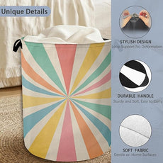 Boho Abstract Geometric Laundry Basket,Foldable with Handles Tote Bag Oxford Cloth for Bathroom Bedroom Dirty Clothes Storage Bucket 16