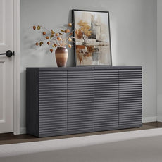 SICOTAS Buffet Cabinet with Storage Accent Sideboard Modern Credenza with Doors & Shelves Fluted Media Console Mid Century Coffee Bar Table for Living Room Kitchen Dining Room Hallway (3PCS)