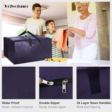 6 Pack Heavy Duty Extra Large Moving Bags W/Backpack Straps - Strong Handles & Zippers, Storage Totes For Space Saving, Fold Flat, Alternative to Box and Bin (40 gal, Blue)