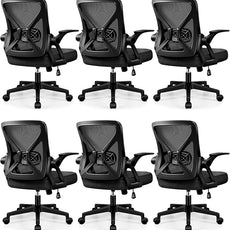 FelixKing Office Chair - Ergonomic Desk Chair Breathable Mesh Task with Wheels and Lumbar Support Home Desk Office Chairs with Flip up Armrest Rolling Swivel for Home Computer Black Pack of 6