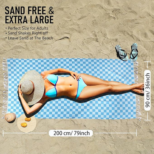 4 Pack Cotton Turkish Beach Towel Lightweight Thin Travel Vacation Essentials Oversized XL Towels Set for Pool Swim Bath Camping Cruise Accessories Absorbent Quick Dry Sand Free Bulk clearance Blanket