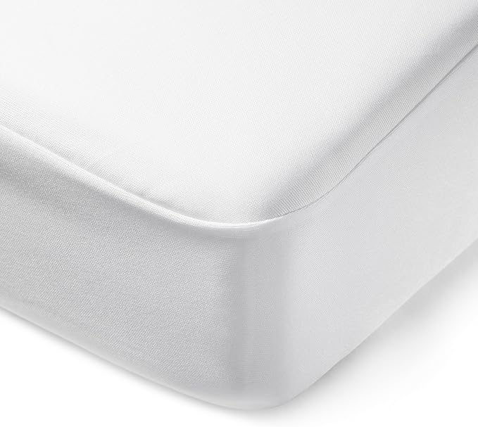 Amazon Basics Waterproof Mattress Protector, White, Twin