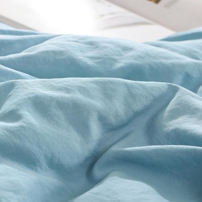 WRENSONG Full Size Comforter Sets- 7 Pieces Soft Blue Bed in a Bag with Fitted Sheet, Flat Sheet, 2 Pillow Shams, 2 Pillowcases, Warm Bedding Sets for All Season