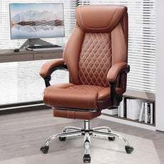 Office Chair, Executive Leather Chair Adjustable High Back, Ergonomic Computer Desk Chair Lumbar Support, Big and Tall Office Chair with Footrest, Comfy Reclining Chair for Home Office