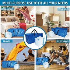 16 Pack Heavy Duty Extra Large Moving Bags with Backpack Straps & Large Vacuum Storage Bags Moving Supply Combo, Moving Totes with Handles & Zippers for Space Saving, Fold Flat, Includes Vacuum Bags