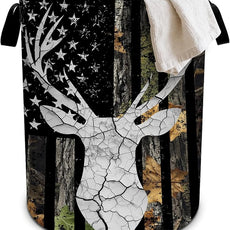 Hunting Camouflage Laundry Basket Foldable Oxford Cloth Tote Bag Laundry Hamper Clothes Storage Bucket Organizer For Bathroom/Laundry Storage/Bedroom 19.6x15.7 Inch