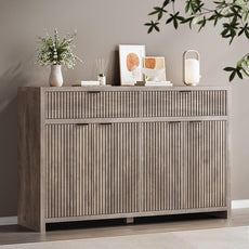 Fluted Sideboard Buffet Cabinet with Storage Drawers, 55