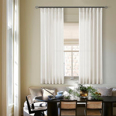 Cream Ivory Pinch Pleat Linen Short Curtains 54 Inch Long for Kitchen Pleated Hooks Rings Back Tab Light Filtering Boho Farmhouse Semi Sheer 54 Inch Curtain for Dining Room Bedroom Small Window