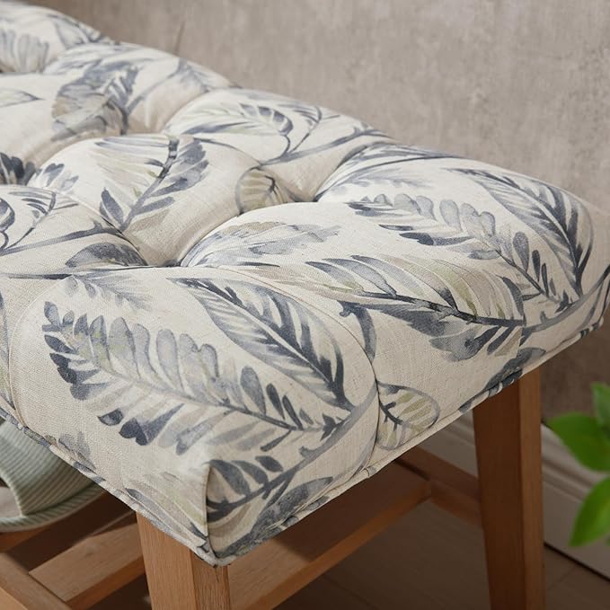 Kmax Entryway Bench with Shoe Storage, Upholstered Wood Storage Bench for Living Room Window Bench with Storage for Bedroom End of Bed - Linen, Floral Pattern