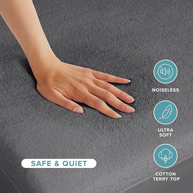 Bare Home Twin Size Mattress Protector - 100% Waterproof & Breathable - Cooling Mattress Cover - Protects Against Spills - Vinyl Free Noiseless - Dorm Essentials - Protect Your Mattress (Twin, Grey)