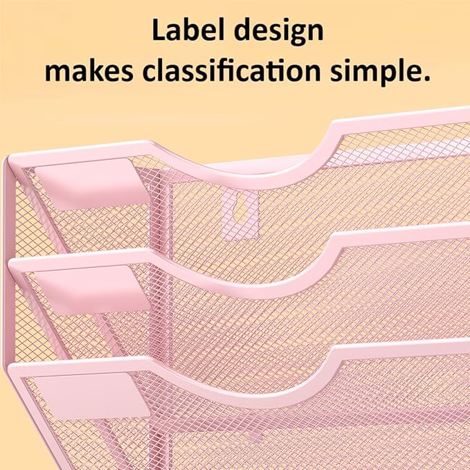 Kuntine.B Wall File Organizer (Pink, 3 Tier)