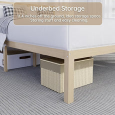 14 Inch Bamboo Bed Frame – Solid Wood Platform Bed Frame, Strong and Stable, with Non-Slip Slats for Support, No Box Spring Needed, Easy to Assemble, Noise-Free (Natural, Queen with Headboard)