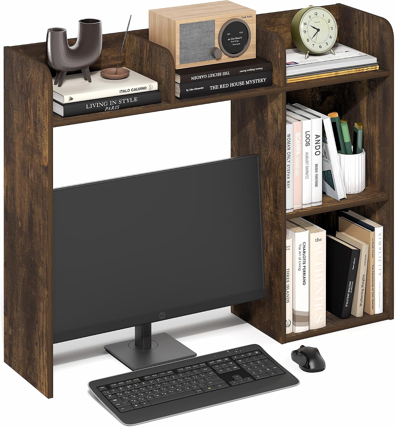 Furinno Classic Desk Shelf, 3-Shelf Desktop Hutch, Book Shelf, 3-Tier Desk Organzier, for Office Supplies, Office Desk Accessories, for Home Office, College, Dorm, White