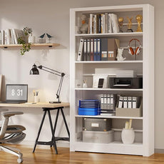 Metal Bookshelf, 5 Tier Bookshelf with Adjustable Shelves, White Bookshelf, Heavy Duty 69” Tall Bookcase, Large Book Case Book Shelf for Bedroom, Living Room, Office, Library