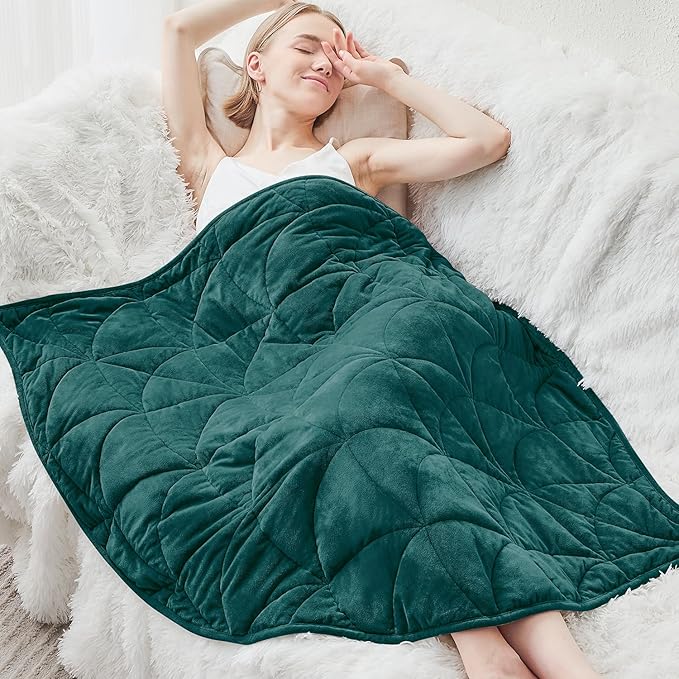 Weighted Lap Blanket 7 lbs for Adults, Luxury Soft Small Weighted Blanket, Compact Portable Weighted Lap Pad for Relaxation, Sleeping, Travel, All-Season Use, Forest Green, 40" x 52"