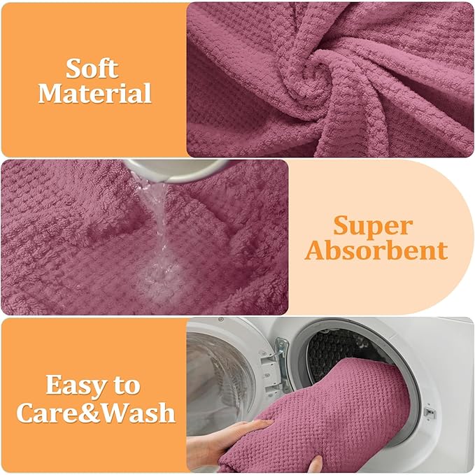 Preboun 12 Pcs Bath Towels and Washcloths 4 Sets Microfiber Bathroom Beach Pool Towel Set Quick Dry Coral Velvet Highly Absorbent for Fitness Sports Shower Travel Spa Hotel(Warm Color)