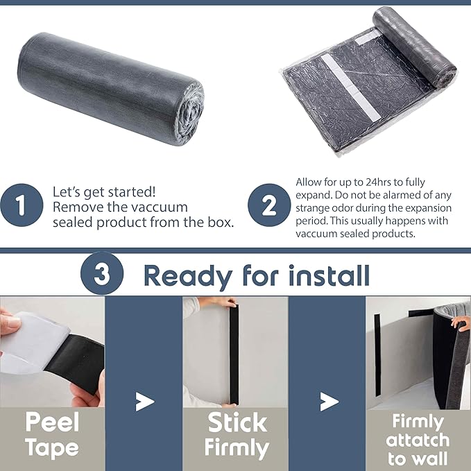 Nestl Upholstered Full Headboard - Easy Assemble Channel Stitched Headboard Full Size - Wall Mounted Headboards with 3D Soundproof Wall Panels Peel & Stick Floating Headboards, Grey