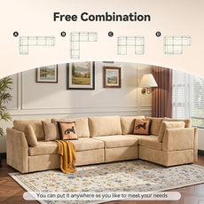 Modular Sectional Sofa,5 Pieces Sectional Couches for Living Room,131X65 L Shaped Cloud Couch with Oversized Convertible Modular Couch for Living Room