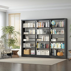 Bookshelf,5-Tier Industrial Book Shelf, White Bookcases and Bookshelves,Tall Book Shelf Storage Organizer,Freestanding for Living Room, Bedroom,Home Office,Metal (Black, Bookshelf-3)