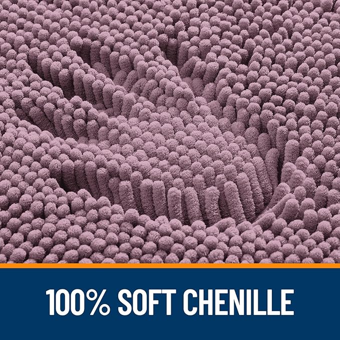 OLANLY Bathroom Rugs 47x24, Extra Soft Absorbent Chenille Bath Rugs, Rubber Backing Quick Dry, Machine Washable Bath Mats for Bathroom Floor, Tub and Shower, Home Decor Accessories, Deep Plum