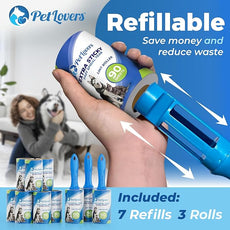 PetLovers Extra Sticky Lint Roller Mega Value Set 900 Sheets for Pet Hair Removal and Clothes, Dog and Cat Lint Remover, 10 Pack