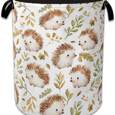 Cute Hedgehog Laundry Basket,Oxford Cloth Laundry Hamper With Handle Foldable Portable Clothes Storage Basket for Laundry Room/Bedroom/Bathroom 20.8
