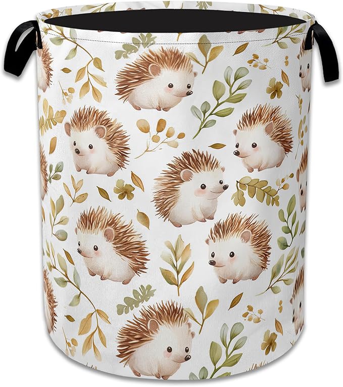 Cute Hedgehog Laundry Basket,Oxford Cloth Laundry Hamper With Handle Foldable Portable Clothes Storage Basket for Laundry Room/Bedroom/Bathroom 20.8"x16"