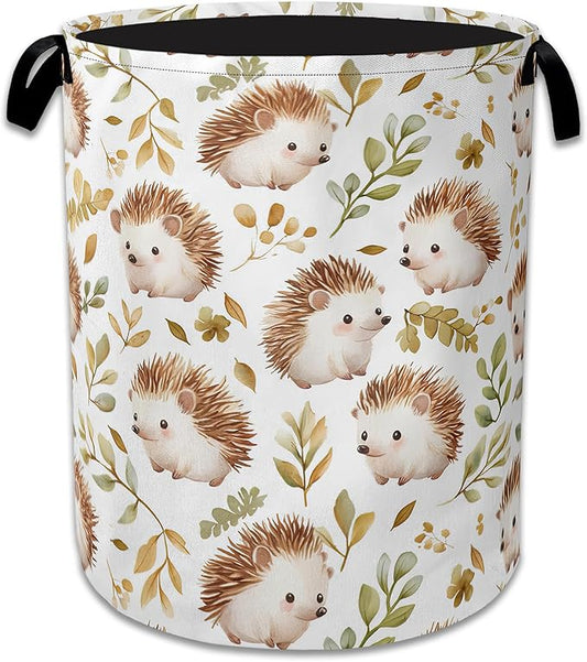 Cute Hedgehog Laundry Basket,Oxford Cloth Laundry Hamper With Handle Foldable Portable Clothes Storage Basket for Laundry Room/Bedroom/Bathroom 20.8"x16"