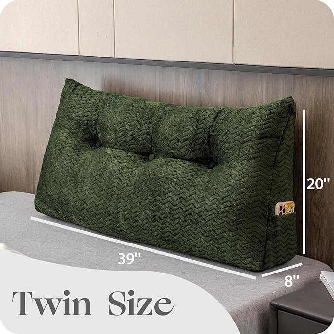 Large Bolster Triangular Headboard Wedge Backrest Positioning Support Bed Rest Reading Pillows Headboard Wedge Pillows for Day Bed with Removable Cover