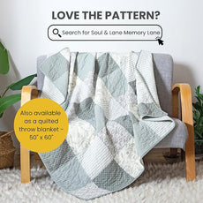 Soul & Lane Memory Lane 3-Piece Cotton Quilt Set - King Size with 2 Shams, Sage Green Patchwork Quilted Comforter, Lightweight Country Pieced Bedspread, Neutral Modern Farmhouse Bedding