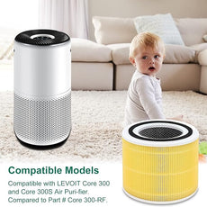 2 Pack Core 300/Core P350 Compatible with LEVOIT Core P350/Core 300 and Core 300S, Grade True Filter High-Efficiency Activated Carbon, Compare to Part # Core 300-RF (Yellow-2 Pack)