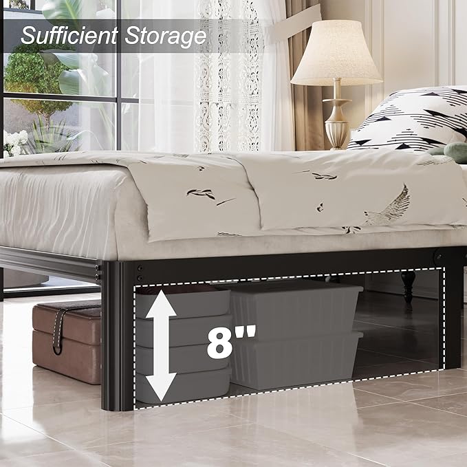 10 Inch Twin Bed Frames with Rounded Corner Legs, 1000 LBS Heavy Duty Metal Twin Platform Bed Frame with Steel Slats Support, No Box Spring Needed, Noise Free, Easy Assembly