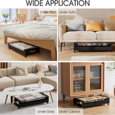 Yecaye 4 Pack Under Bed Storage with Wheels, Under Bed Storage Containers with Lids, Large Under Bed Rolling Storage with Clear Window & Label, Rolling Drawers for Clothes, Blankets, Books