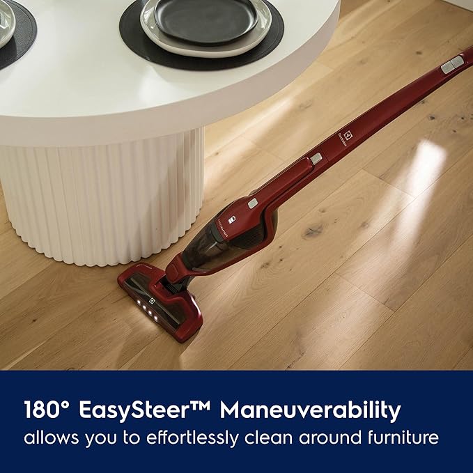 Electrolux Ergorapido Pet Cordless 2-in-1 Vacuum Cleaner with Motorized Pet Nozzle for Easy Pet Hair Removal, 48-Minute Run Time, 2 Power Modes, Chili Red
