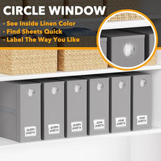 SpaceAid 6 Pack Bed Sheet Organizers and Storage, Foldable Sheet Organizer with Window for Linen Closet, Set Folder Keeper for Queen & King Size Bedding Storage (Gray)