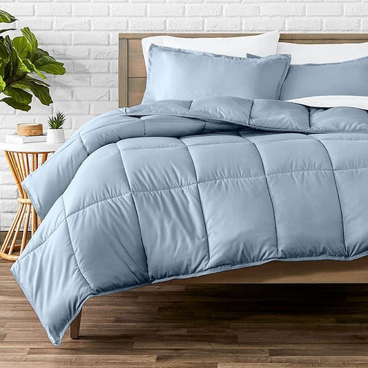 Bare Home Comforter Set - Queen Size - Ultra-Soft - Goose Down Alternative - Premium 1800 Series - All Season Warmth (Queen, Dusty Blue)