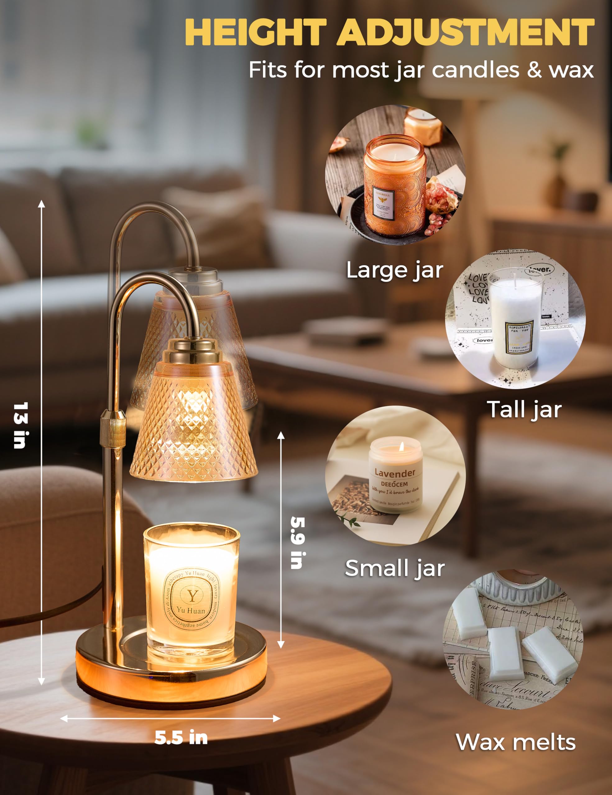 Candle Warmer Lamp with Timer Dimmer, Birthday Gifts for Mom Women Friend Sister, House Warming Gifts, Wax Melt Warmer, Office Apartment Dorm Room Home Decor Dormly