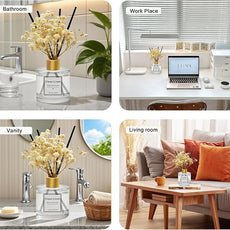 Reed Diffuser Set of 3 Pack,50ML Clean Linen Lemongrass Eucalyptus & Mint Scented Oil Diffuser with 5 Sticks,Home Fragrance Reed Diffuser for Bedroom Bathroom Office