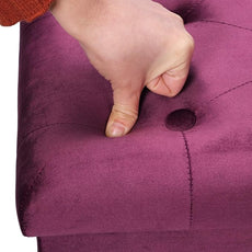 B FSOBEIIALEO Folding Storage Ottoman, Long Ottomans Shoes Bench, Velvet Storage Chest Footrest Seat 31.5