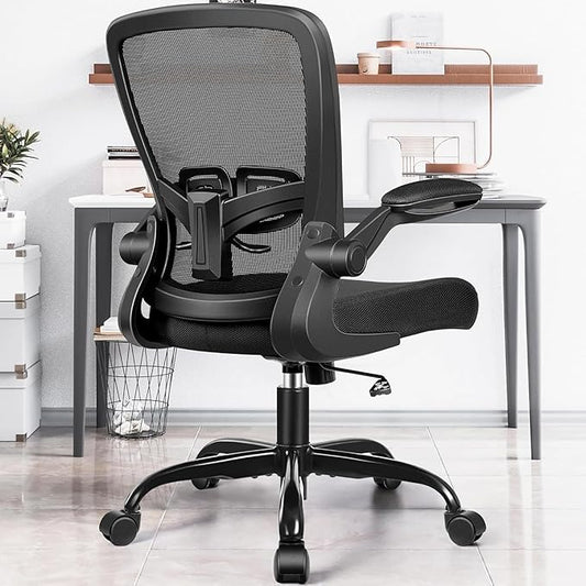 FelixKing Office Chair, Ergonomic Desk Chair with Adjustable Height and Lumbar Support Swivel Lumbar Support Desk Computer Chair with Flip up Armrests for Conference Room (Black),Pack of 5