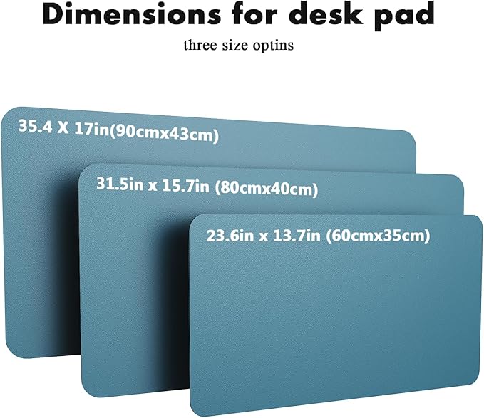 YSAGi Double-Sided Desk Pad, 35.4"x17"Leather Desk Mat, Eco Cork Desk Pad Protector,Large Mouse Pad,Waterproof Desk Blotter for Office/Home(Sea Blue)