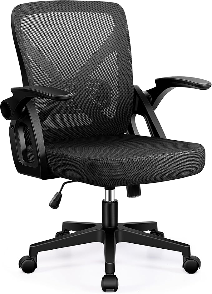 FelixKing Office Chair - Ergonomic Desk Chair Breathable Mesh Task with Wheels and Lumbar Support Home Desk Office Chairs with Flip up Armrest Rolling Swivel for Home Computer Black